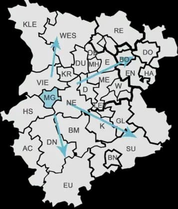 Einsatzgebiet SV-mobil - Rheinland und Ruhrgebiet NRW